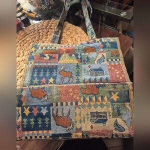 Vintage Jade Multicolor Cabin Core Tapestry Bag